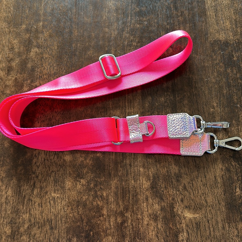 MZ Wallace Neon Pink & Iridescent Adjustable Crossbody Strap
